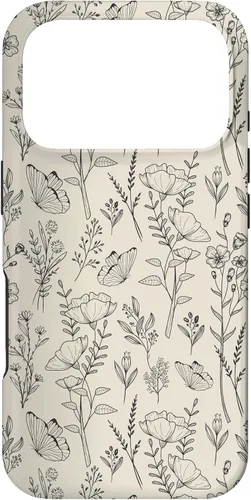 Vista 30 de Black & Cream Butterfly Meadow Botanical Wildflower Pattern Case for iPhone 17