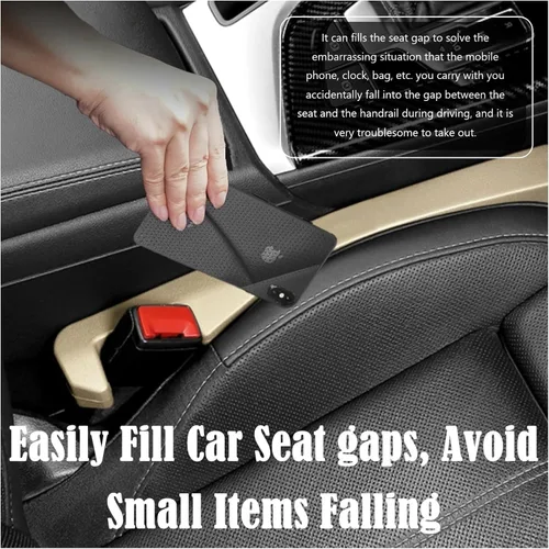 Vista 3 de 2 piezas de relleno de espacio para asiento de coche de piel sintética PU, bloqueador de caída para grietas de auto para rellenar el espacio lateral