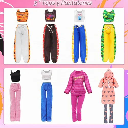 Vista 3 de 22 piezas de 11.5 pulgadas niña aleatoria ropa y accesorios moda Playset