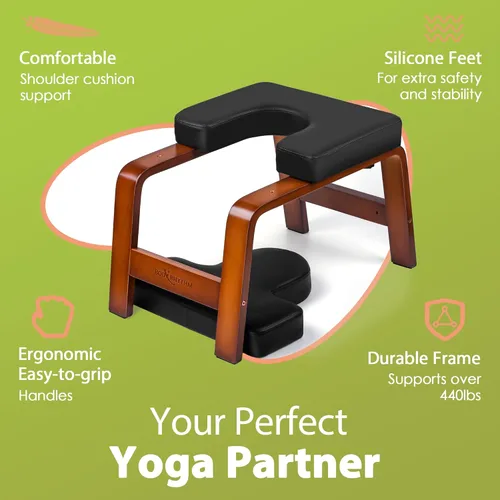 Vista 4 de BODY RHYTHM Banco de yoga para cabeza, silla de inversión para yoga, entrenador de cabeza para aliviar el estrés, mejorar el sueño y la digestión