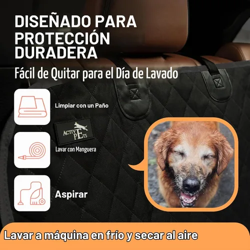 Vista 7 de Active Pets Funda negra para asiento trasero de automóvil, duradera, impermeable y resistente a los arañazos, accesorio antideslizante para perros