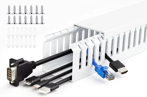 Vista 6 de ZhiYo Canaleta de gestión de cables para rack de servidores de 1.4 pulgadas de alto x 1.6 pulgadas de ancho, kit de conductos de cable de 12 pies