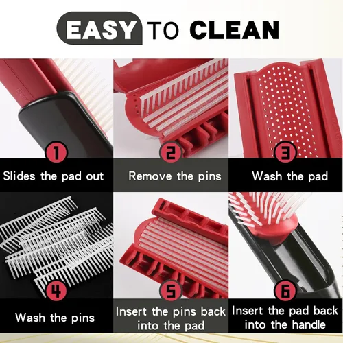 Vista 12 de 2 cepillos de pelo para mujeres y hombres, cabello rizado, húmedo o seco, 9 filas y 5 filas, cepillos clásicos para cabello grueso natural
