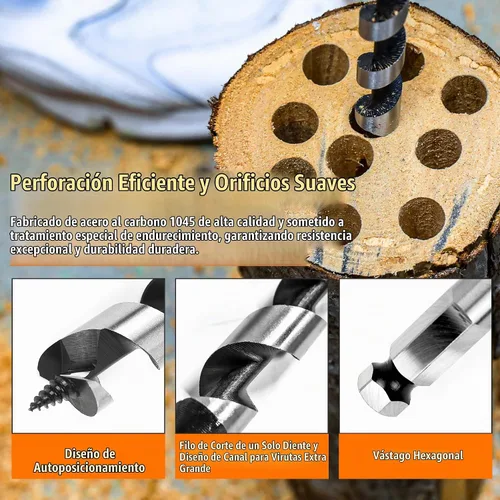 Vista 3 de Broca de taladro de 1-1/2 pulgadas x 9 pulgadas para madera, vástago