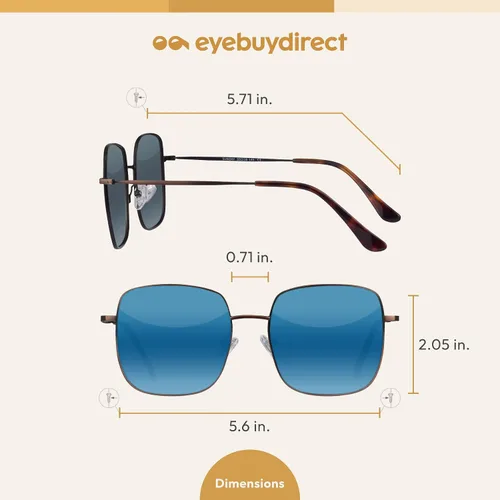 Vista 5 de EYEBUYDIRECT Oversized Sunglasses, Metal Sunglasses for Women and Men with Scratch-Resistant Lens Coating and UV Protection