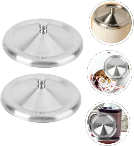 Vista 5 de Cabilock Tapa de taza de acero inoxidable de 4.8 pulgadas, resistente a fugas, para café, té, tapa portátil de retención de calor, para uso en casa