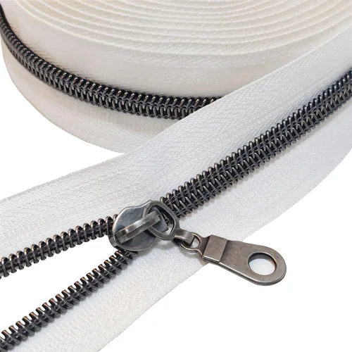 Vista 34 de YaHoGa #5 Cremalleras metálicas de nailon color latón antiguo de The Yard Bulk Cinta beige de 10 yardas con 25 unidades de tiradores para costura