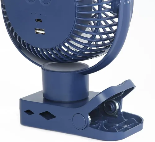 Vista 3 de Limitless Breezie - Ventilador portátil con luz LED y banco de energía de 8,000 mAh (azul marino)