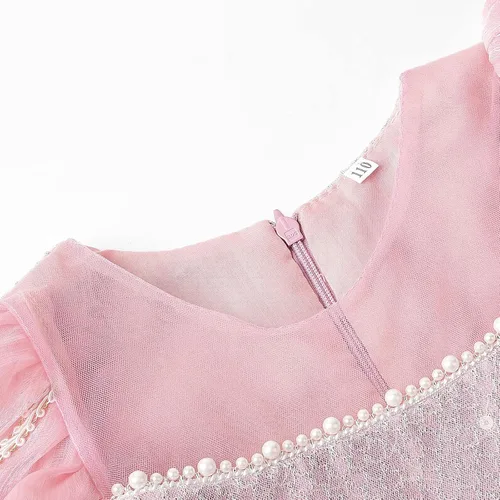 Vista 4 de JerrisApparel Vestido de princesa para niñas, disfraz de princesa de manga abombada con accesorios