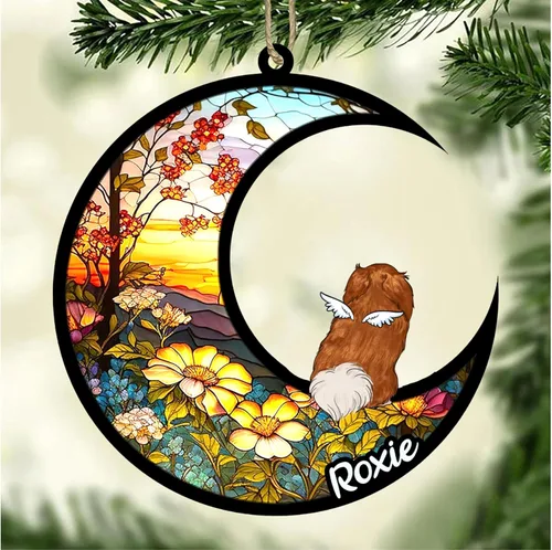 Vista 330 de LOVELYPOD Adorno de Navidad personalizado para perro Basset Hound (marrón) Basset Hound (marrón) adorno para atrapasoles de perro, razas de perros
