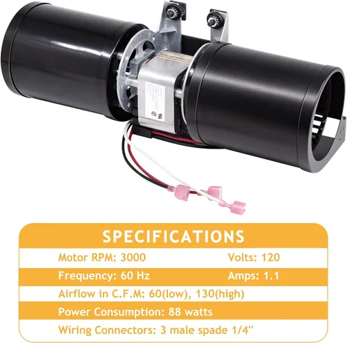 Vista 7 de Ventilador de convección 812-3370 para estufa de pellets Quadrafire Classic Bay 1200 FS, para Quadra-Fire Classic Bay CB1200 modelo independiente