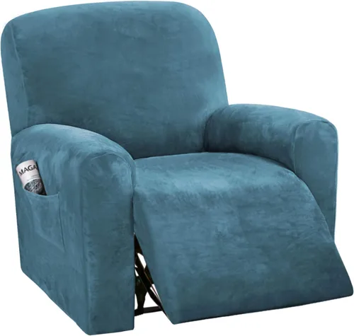 Vista 31 de H.VERSAILTEX Fundas elásticas de terciopelo para sillón reclinable, 6 piezas, fundas para loveseat reclinable de 2 cojines, fundas para sofá