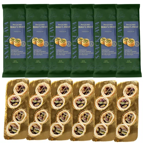 Vista 13 de Snacklava Cashew Bird's Nest - Paquete de 6 (24 piezas por paquete) - Sin ingredientes artificiales, colores o conservantes - Pasteles hechos a mano