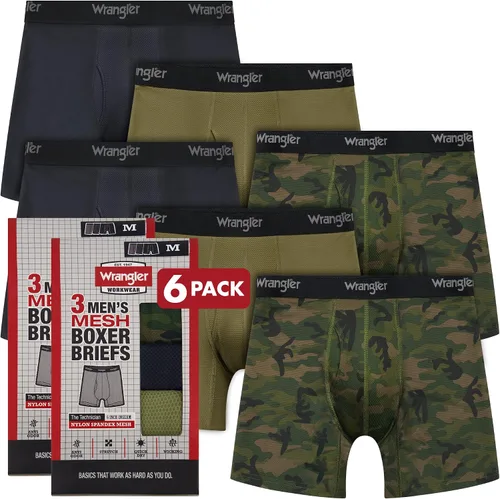 Vista 6 de Wrangler Calzoncillos tipo bóxer elásticos de malla de secado rápido para hombre, paquete de 6