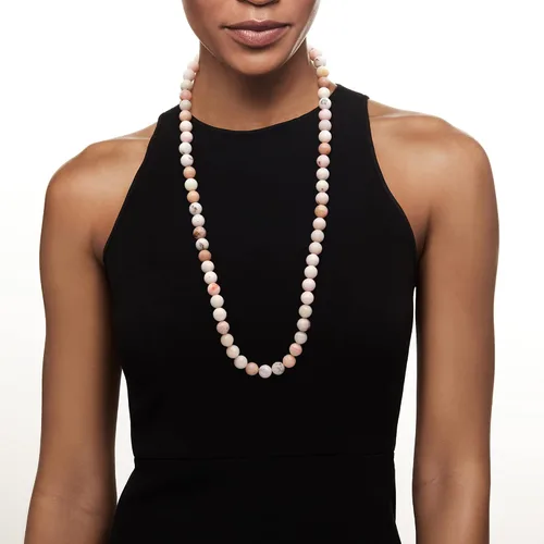 Vista 5 de Ross-Simons 12mm Pastel Pink Opal Bead Necklace With Sterling Silver