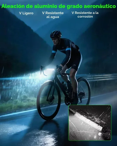 Vista 2 de Super Bright LED Bike Lights – USB-C Rechargeable, IPX5 Waterproof Bicycle Headlight, Daytime Running Light, Multi-Mode MTB & Off-Road Cycling