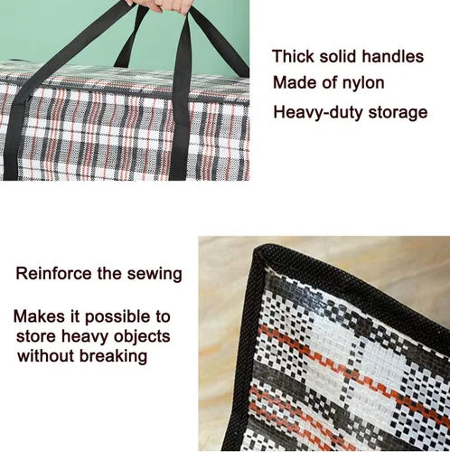 Vista 3 de Bolsas de mudanza extragrandes resistentes, bolsas de almacenamiento organizadoras gigantes de 168L con cremallera duradera, bolsas resistentes al