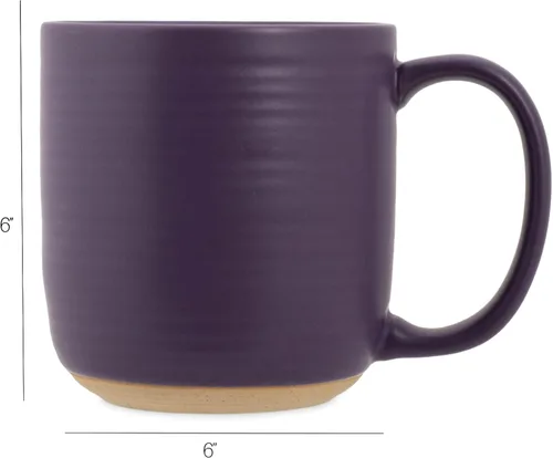 Vista 2 de Elanze Designs Juego de 2 tazas de café de cerámica de cerámica de 16 onzas, color morado acanalado