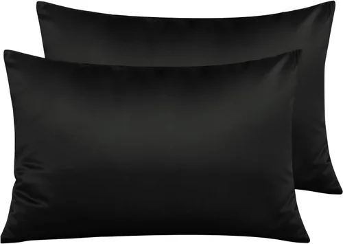 Vista 53 de NTBAY Fundas de almohada de satén con cremallera para cabello y piel, juego de 2 fundas de almohada estándar de lujo con cremallera oculta, 20 x 26