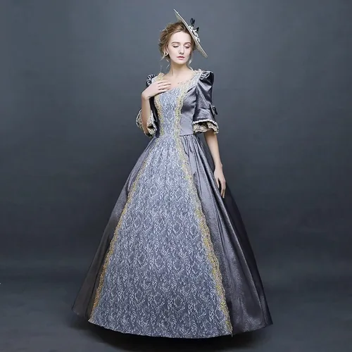 Vista 3 de Vestido medieval para mujer, vestido de baile victoriano, disfraz renacentista de los años 1800, vestido de reina, vestido de princesa, vestidos