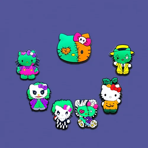 Vista 5 de Dijes de zapatos de dibujos animados de Halloween para decoración de sandalias, pulseras, dijes de terror para adultos, adolescentes, niños