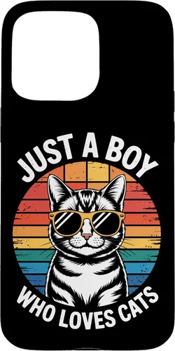 Vista 31 de Just A Boy Who Loves Cats Cat Dad Kitty Parent Feline Boys Case for iPhone 16