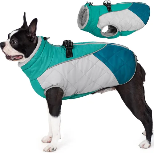 Vista 31 de AOFITEE Abrigo para perro, chaquetas cálidas para perros pequeños, abrigo de invierno para perros con arnés integrado, chaqueta de invierno
