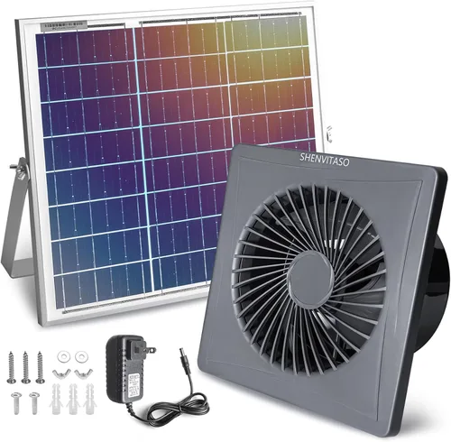 Vista 11 de Ventilador de escape solar: compacto para espacios pequeños, ventilador de ventilación silencioso sin escobillas de 6 pulgadas, panel solar de 25 W