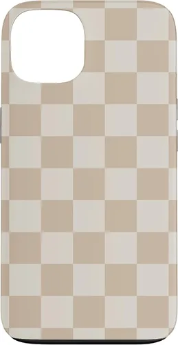 Vista 7 de iPhone 16 Vanilla Blanco café crema a cuadros ajedrez patrón clásico caso