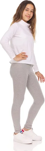 Vista 3 de Conjunto de camisa de manga larga con cuello alto para niñas, de algodón, capa base, paquete de 4, color negro, blanco, gris y rosa