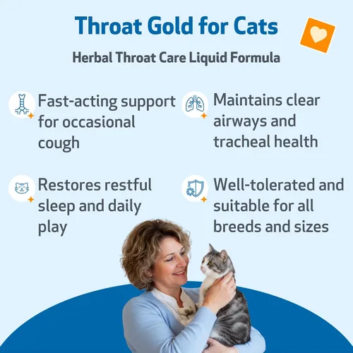 Vista 2 de Pet Wellbeing Garganta dorada para gatos – Apoyo respiratorio para gatos, tos ocasional y ronquera con gordolobo y olmo resbaladizo – Certificado