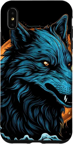 Vista 7 de Funda de arte de fantasía negra oculta para iPhone 14, lobo gótico, lobo y luna