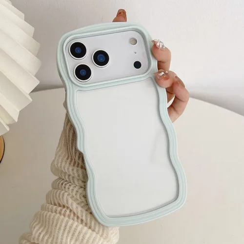 Vista 64 de QLTYPRI Funda compatible con iPhone 7/8/SE, bonita funda transparente con marco ondulado rizado para niñas y mujeres, funda protectora de TPU