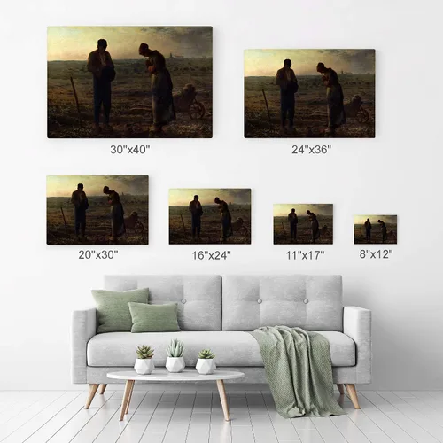 Vista 7 de Diseño de arte de sonrisa, el Ángelus, Jean-Francois Millet Arte clásico Metal Wall Art Print Famoso Arte Fino Pintura al óleo Reproducción