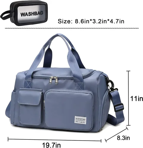 Vista 272 de Pequeña bolsa de gimnasio para mujer, bolsa de viaje con compartimento para zapatos