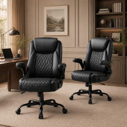 Vista 7 de GTPLAYER Black Office Desk Chair with 90° Flip-up Arm, 2 Pack