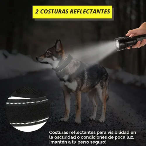 Vista 5 de Collar táctico para perros con asa y hebilla de metal resistente para Negro
