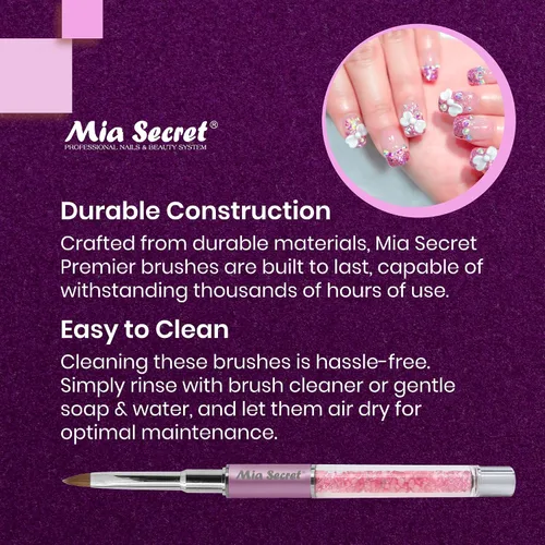 Vista 6 de Mia Secret PREMIER - Pinceles de uñas 100% Kolinsky, fabricados en Estados Unidos, Prenium, pinceles para arte de uñas (rosa, 4 o (3D))