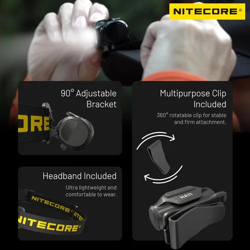 Vista 6 de Nitecore HA11 240 lúmenes Ultra Ligero AA Faro de doble haz etiqueta para faros delanteros (diadema normal)