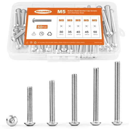 Vista 18 de Tornillos de cabeza de botón M3 x 4 mm, 6 mm, 8 mm, 10 mm, 12 mm, tornillos de cabeza de botón, acero inoxidable 304, totalmente roscado, unidad