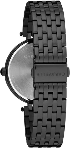 Vista 3 de Caravelle by Bulova Reloj de cuarzo de acero inoxidable chapado en iones negros con cristales modernos para mujer, estilo: 45L171