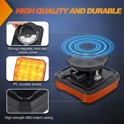 Vista 5 de Nilight Luces estroboscópicas magnéticas inalámbricas, 2 unidades, 12 luces LED ámbar de advertencia de emergencia, 18 patrones de destello