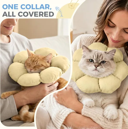 Vista 6 de Avont Soft Cat Cone S Apricot Post-Surgery Anti-Lick Ajustable Albaricoque