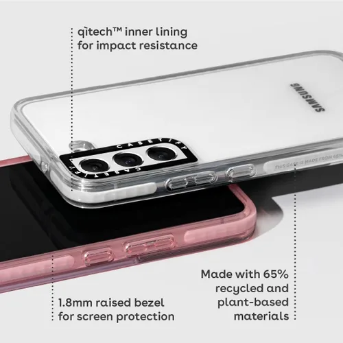 Vista 6 de CASETiFY Funda de impacto para Galaxy S22+ - Adhesivo Aries Moross, color negro transparente