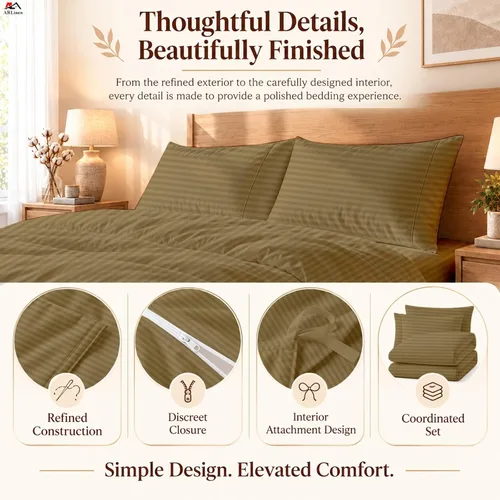 Vista 60 de ARlinen Juego de funda de edredón de tamaño individual, 100% algodón egipcio, juego de ropa de cama de 3 piezas con cierre de cremallera, incluye 1