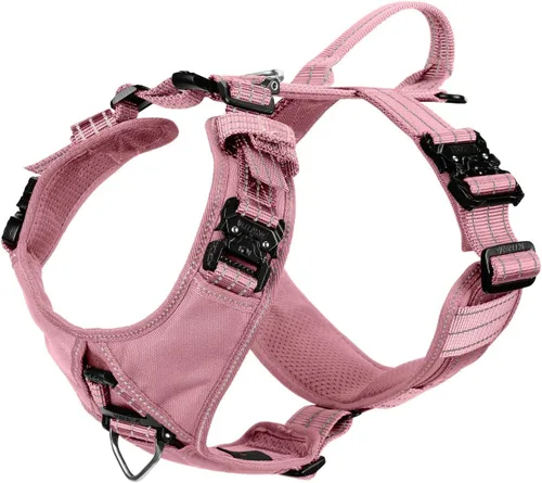 Vista 5 de ICEFANG Arnés de correa para perro con accesorios de metal, para perro de tamaño pequeño, chaleco K9, acolchado suave en forma de Y, arnés ajustable