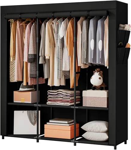 Vista 16 de SORCEDAS Portable Closet Wardrobe Organizer Storage with Cover Non-Woben Fabric Portable Wardrobe Closet for Hanging Clothes Racks Shelving 33 Inch