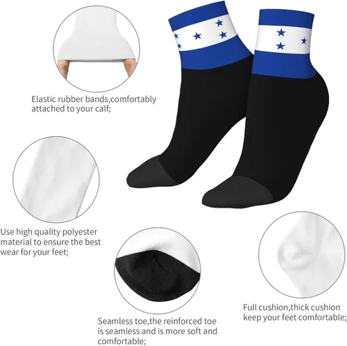 Vista 5 de GDJF Calcetines tobilleros con bandera de Honduras de verano, corte bajo, deportivos, cómodos, transpirables, casuales, para hombre y mujer, 1, 1