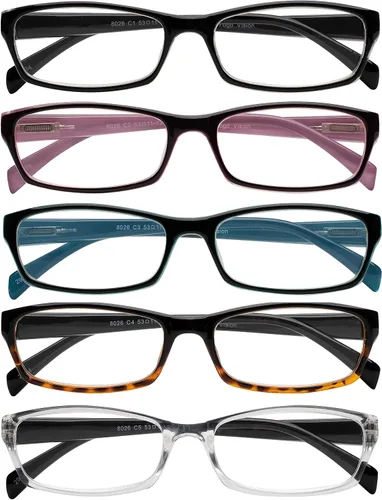 Vista 2 de Yogo Vision Reading Glasses 5 Pairs Fashion Ladies Quality Designed Spring Hinge Readers for Women