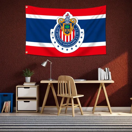 Vista 4 de Eksent Bandera de Guadalajara de 3 x 5 pies para fanáticos de Chivas (poliéster 150D brillante y vibrante, diseño de ojales de latón)